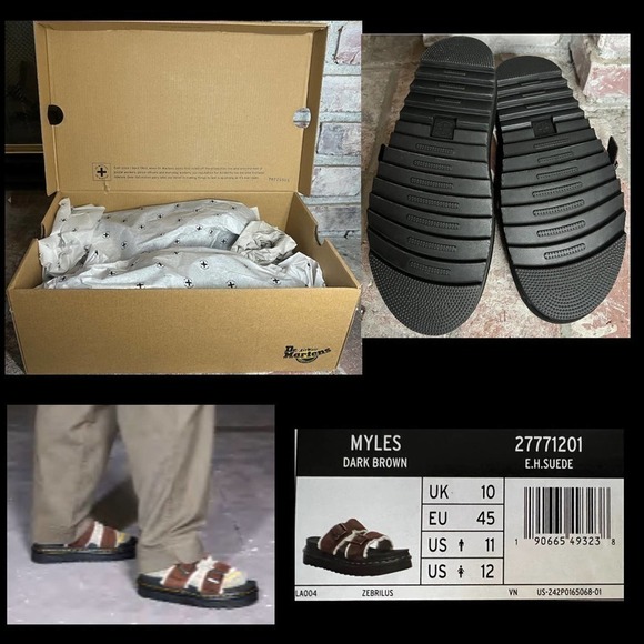 Dr. Martens Women Myles Faux Fur Platform Sandal (Unisex) W12 M11 BROWN - Picture 5 of 5